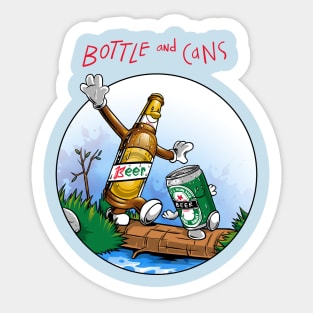 bottle and cans Sticker